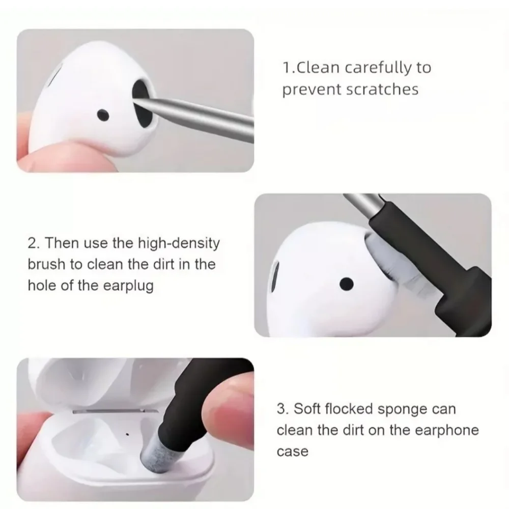 Bluetooth Earbuds Cleaning Pen, Multi-Function Cleaner Kit Soft Brush for Wirele
